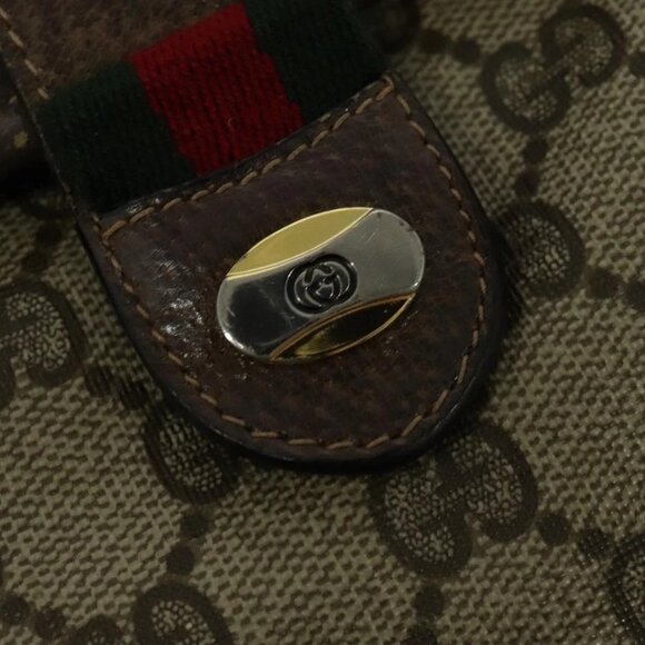 GUCCI GG Supreme Web Sherry Line Bag PVC Beige Gold - Picture 9 of 16